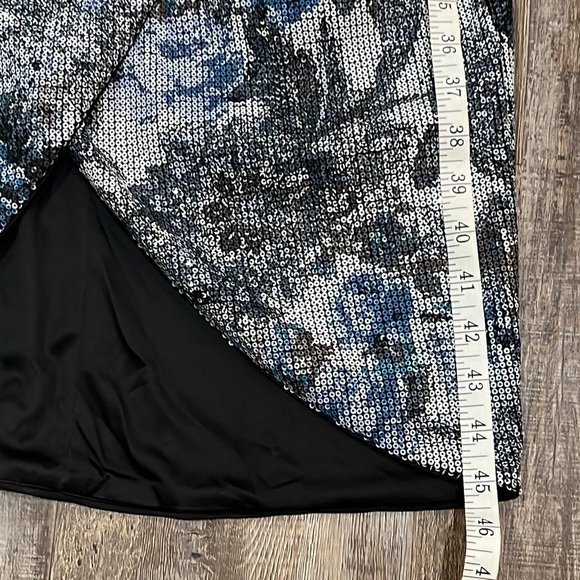 Rachel Rachel Roy Blue Floral Faye Sequin Dress 6 Faux Wrap Cocktail Disco NYE - Picture 10 of 13